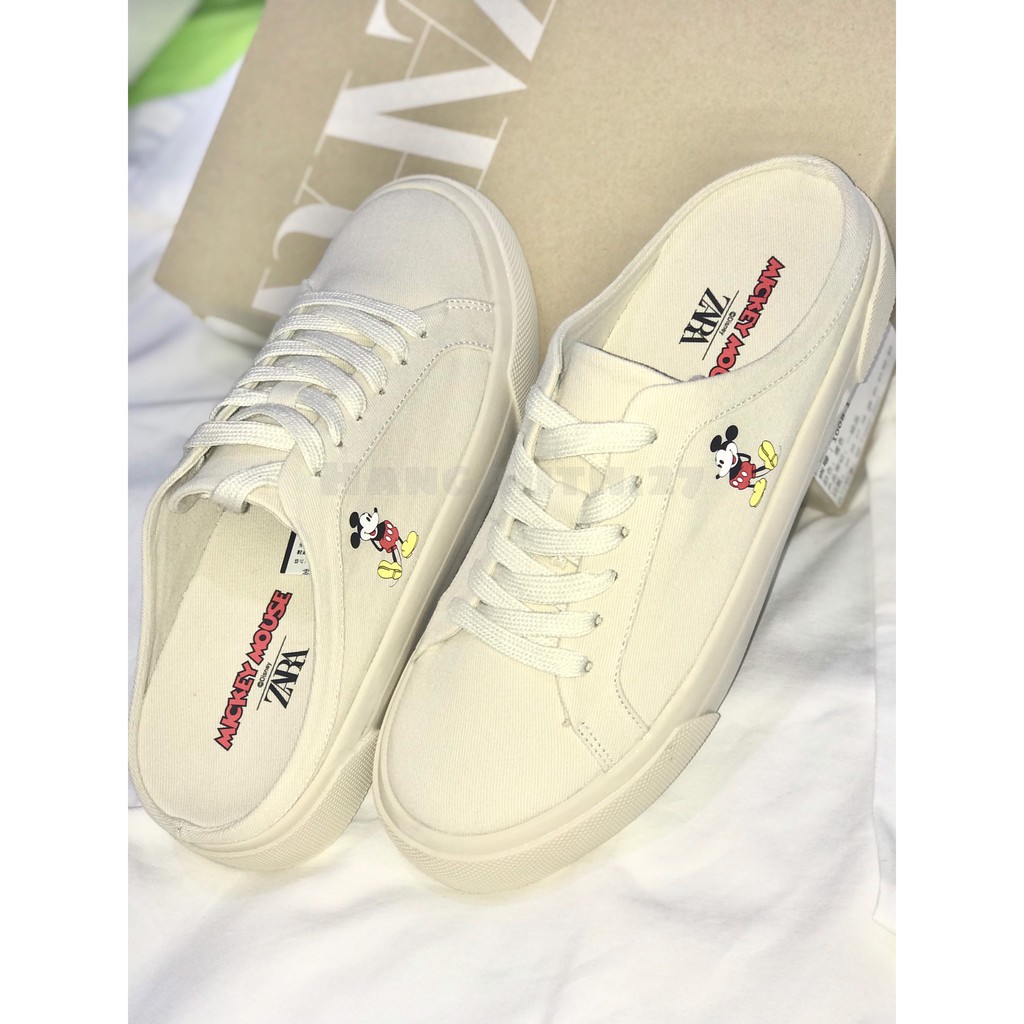 Giày Zar Mickey 💙 FREESHIP 💙 Sục Lười Mickey Trắng - Giày Thể Thao - Thời Trang Nam Nữ