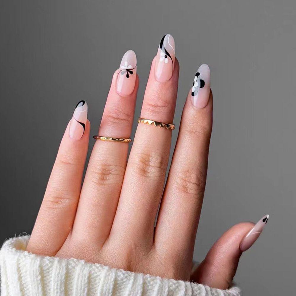 PATH Bộ 24 Móng Tay Giả Che Phủ Toàn Diện Tháo Rời Được Kiểu Pháp