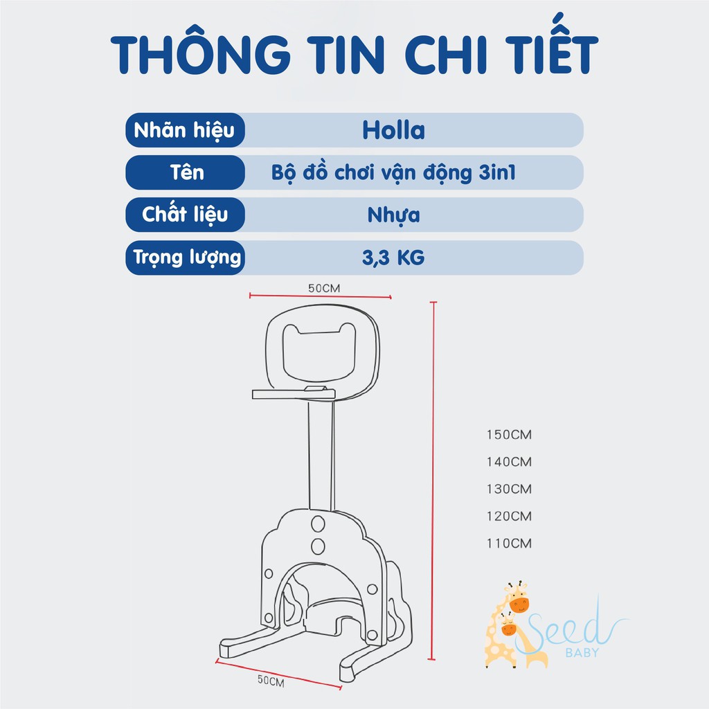 Bộ bóng rổ cầu gôn liên hoàn HOLLA 3in1 - chính hãng cao cấp - SEED BABY