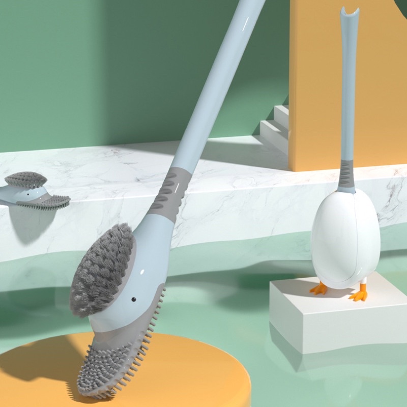 Cọ bồn cầu bồn cầu con vịt cọ tolet silicon kèm giá đỡ hình trứng