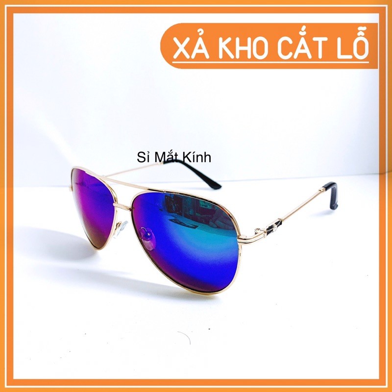 Kính Mát Thời Trang Tráng Gương Xanh Biển Kiểu Dáng Chéo Phi Công
