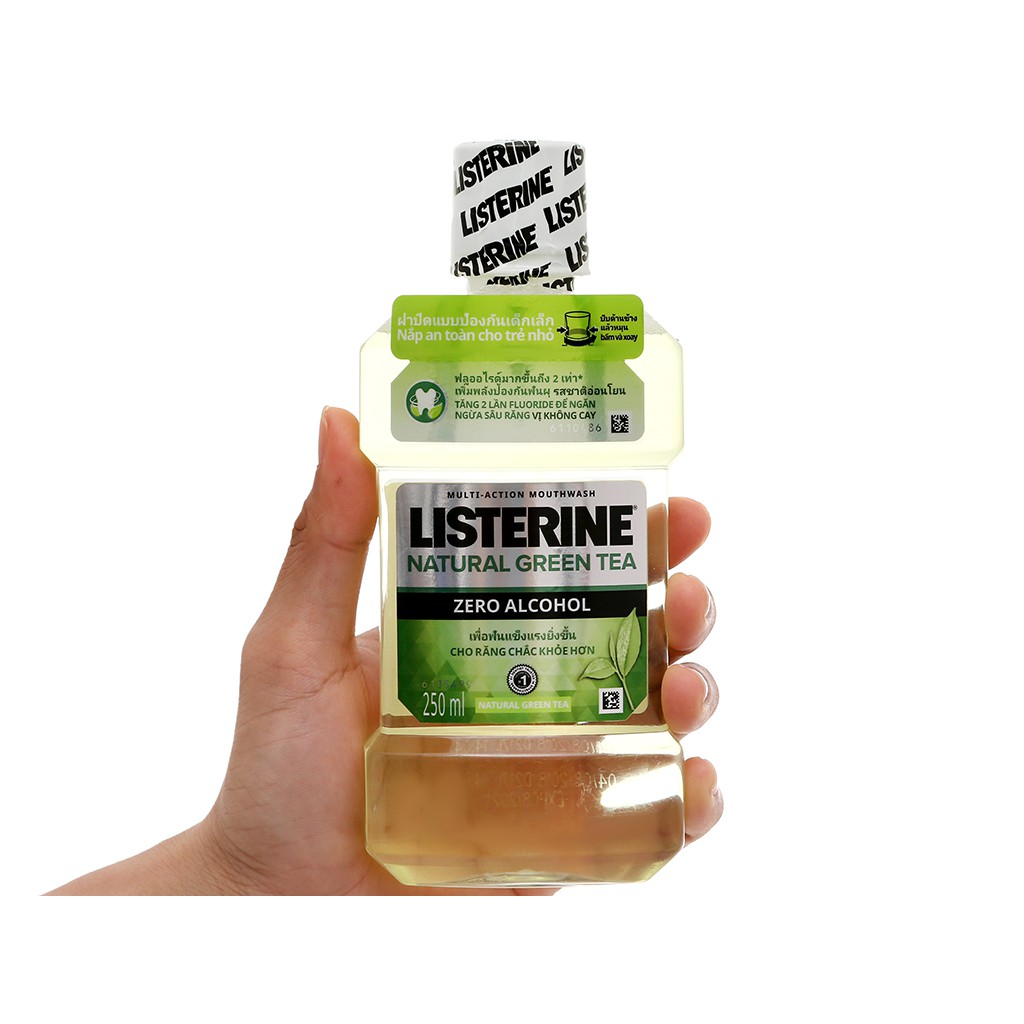 Nước súc miệng ngừa sâu răng Listerine natural green tea ( xanh lá )