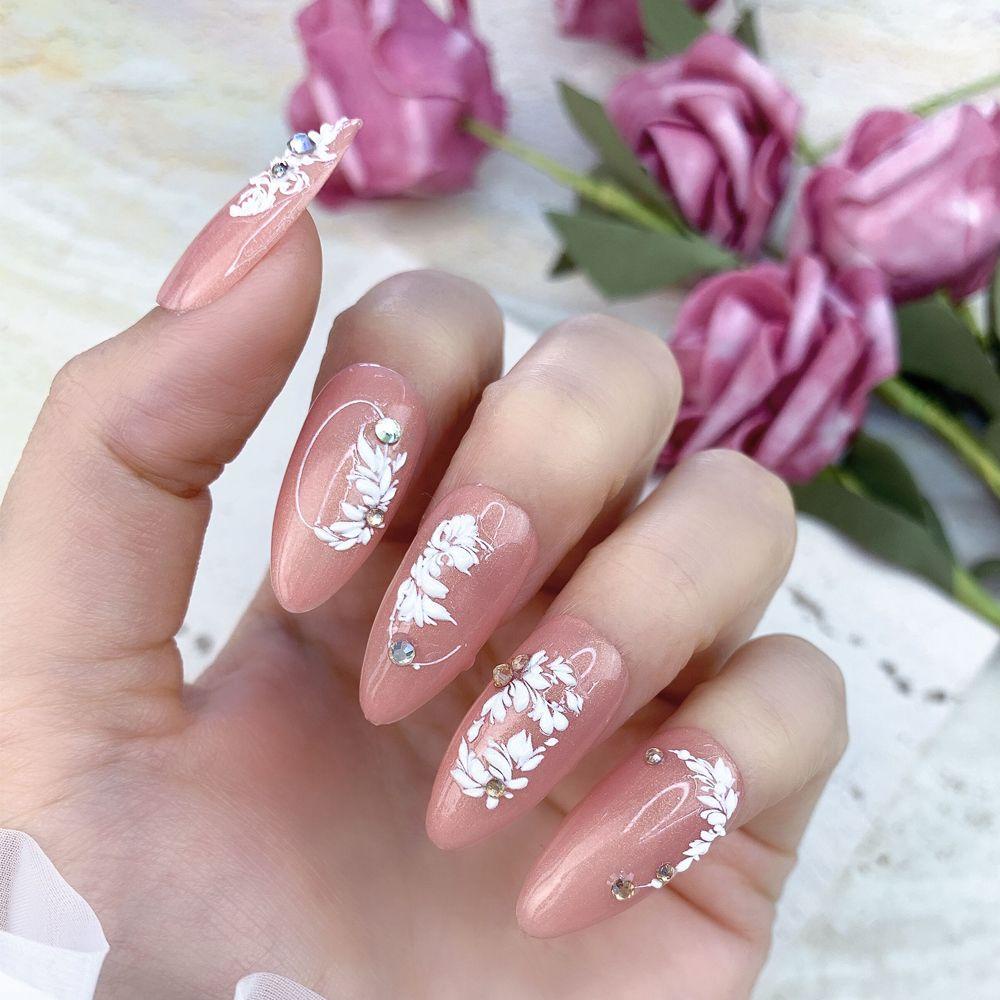 Miếng Dán Trang Trí Móng Tay Tự Dính Bằng Acrylic Họa Tiết Đám Cưới