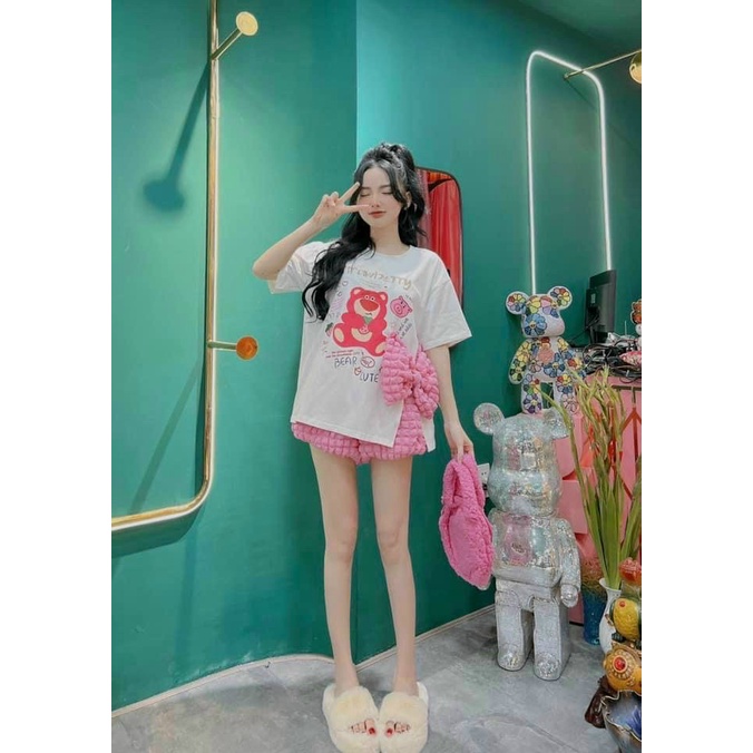 (Free Ship) SÉT COTTON Q XÔP BÔNG SET ĐỒ DÀNH CHO CÁC CÔ GÁI MUỐN TRẺ TRUNG DỄ THƯƠNG RẤT HỢP DẠO BỘ NGOÀI PHỐ UP h.h.p