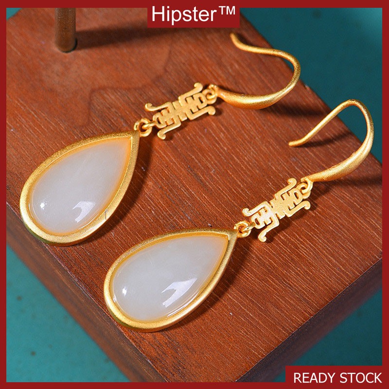 Bông Tai Mạ Bạc 925 Đính Đá Ngọc Bích Xinh Xắn Cho Nữ