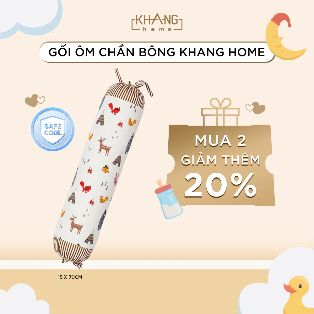 Gối Ôm Trẻ Em Cao Cấp Khang Home Êm Ái Cho Bé Ngủ Ngon Size 15x70cm