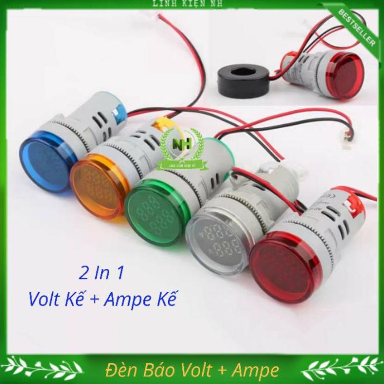 Đèn báo hiển thị kép Volt + Ampe Báo V+A ED16-22VAD Loại Tốt