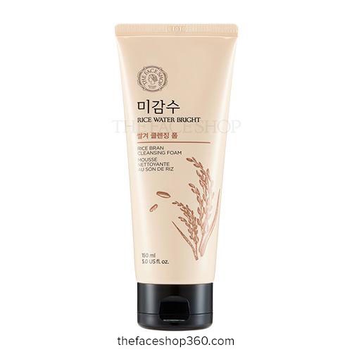 Sữa rửa mặt Gạo (có hạt) Rice Water Bright Rice Bran Cleansing Foam The Face Shop (150ml)