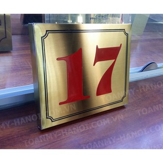 Biển số nhà Inox vàng/Đồng ̣̣KT: 20cm x 15cm