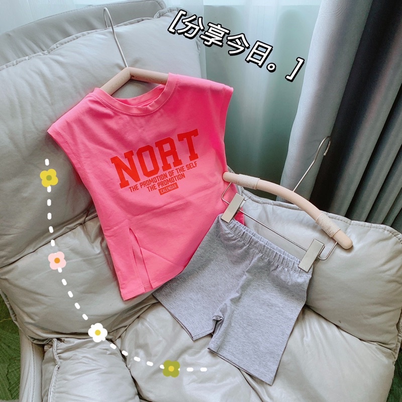 Set áo thun quần leggin bé gái vải cotton mềm mát