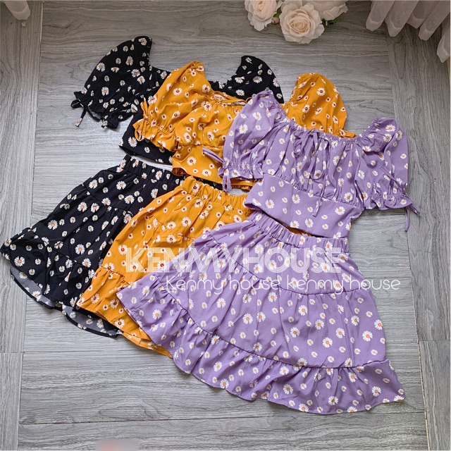 [FREE SHIP ✅]Set áo croptop chân váy xoè xinh [ HÌNH THẬT SHOP CHỤP ]