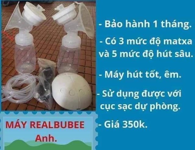 Máy hút sữa điện đôi Real bubee