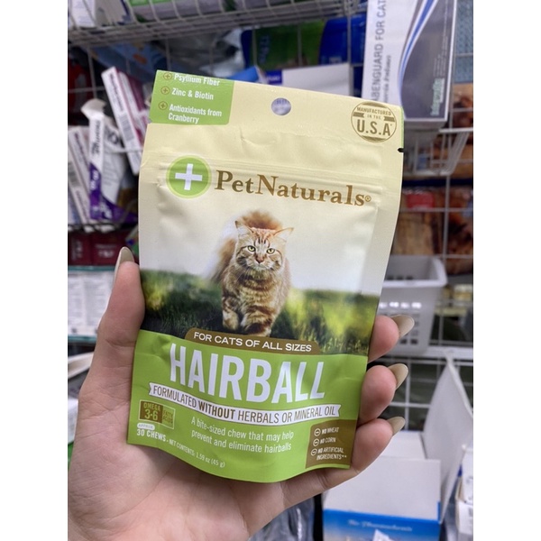 Viên uống hỗ trợ tiêu búi lông cho mèo Pet Naturals Hairball for cat 45g
