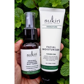 [SALE XẢ HÀNG][COMBO SUKIN] Bộ Chăm Sóc Da Mặt Sukin Kem Dưỡng Ẩm 50ml + Xịt Phun Sương Hoa Hồng 50ml