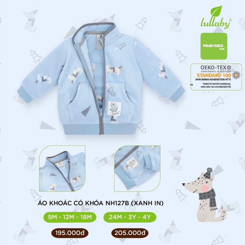 Xả hàng ÁO KHOÁC NỈ LÔNG CỔ TÀU LULLABY (9-4y) | BigBuy360 - bigbuy360.vn