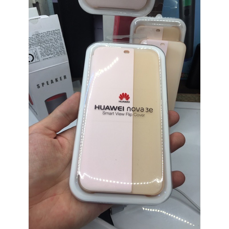 Ốp lưng bao da thông minh nắp gập Huawei nova 3e Smart View Flip Cover - Hàng Chính Hãng