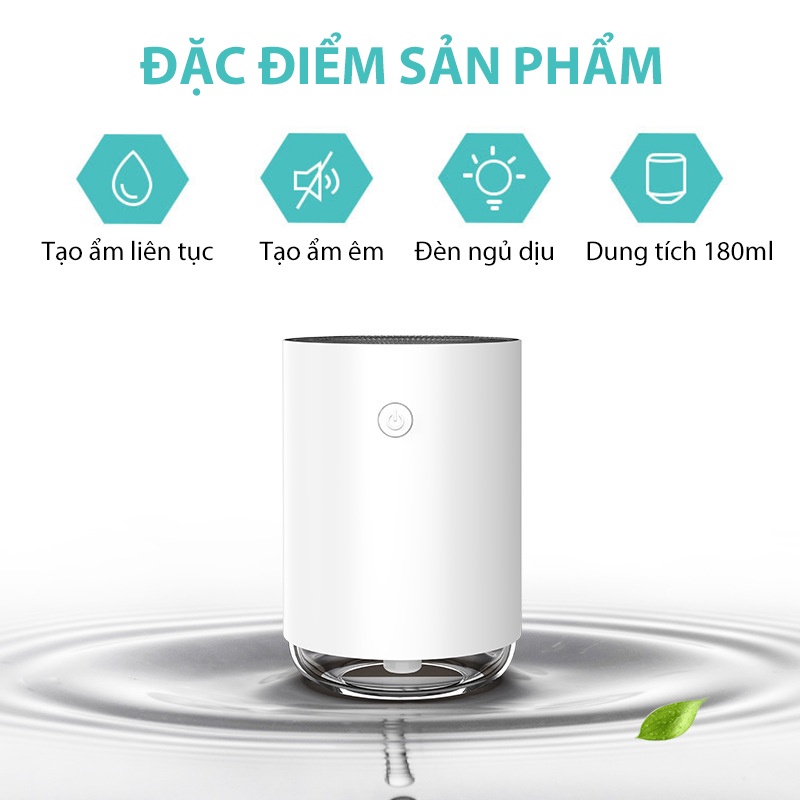 Máy phun sương mini Jiashi tạo độ ẩm xông tinh dầu có đèn LED 3 màu - MPS02