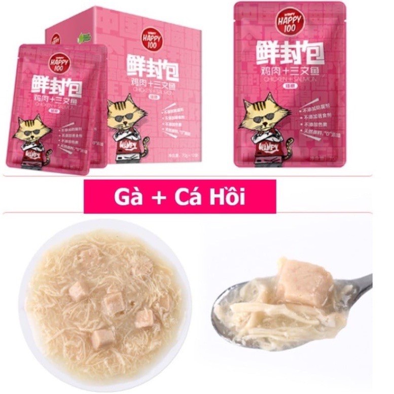 COMBO 6 Gói Pate WANPY HAPPY cho Mèo Mix 6 Vị Gói 70gr | Vie PETSHOP