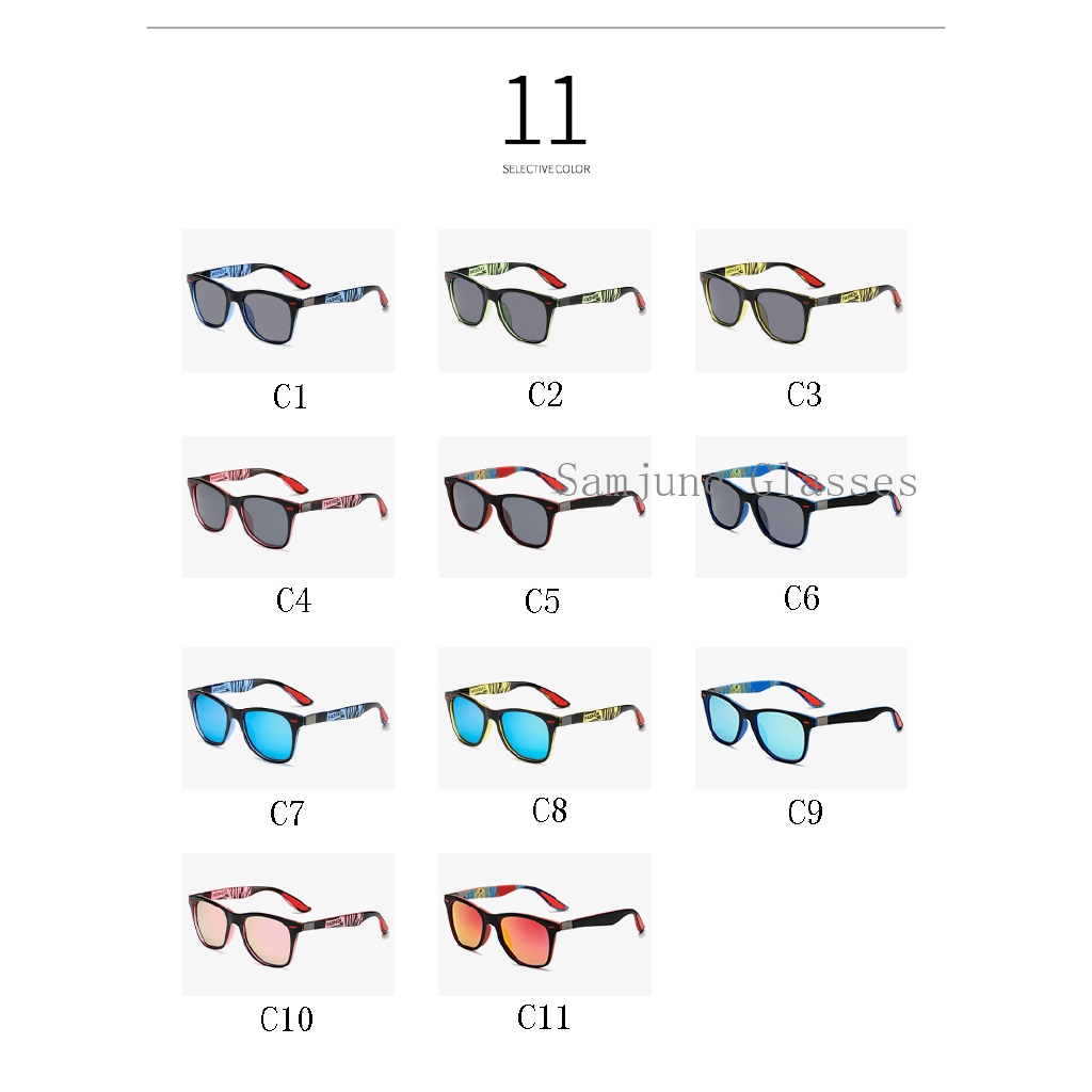 Kính mát SAMJUNE phân cực gọng vuông UV400 siêu nhẹ cho nam và nữ