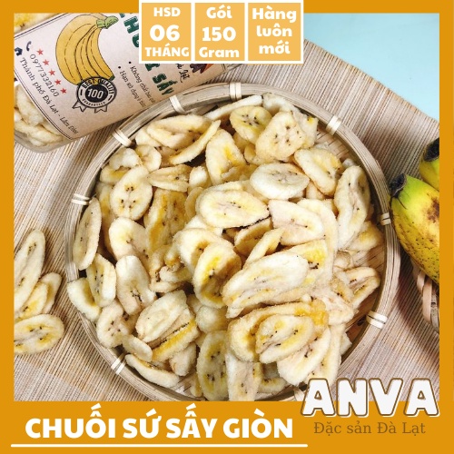 Chuối sấy khô giòn không đường đặc sản hoa quả sấy Đà Lạt.