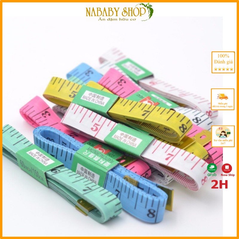 Thước dây đa năng đo vòng eo, đo chiều cao, may đồ có đầu bọc sắt, màu ngẫu nhiên - 150cm