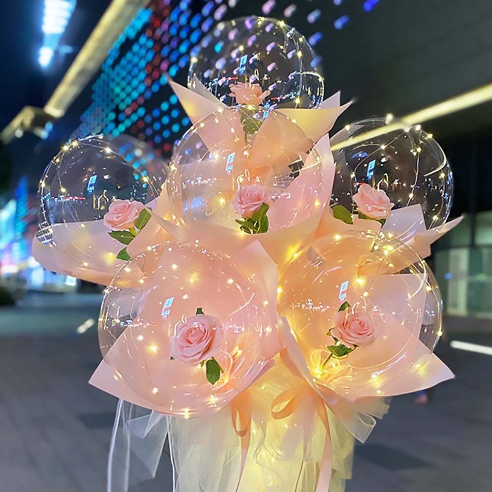 Bong Bóng Trong Suốt Có Tay Cầm Và Đèn Led Độc Đáo Trang Trí Tiệc Cưới/ Ngày Valentine