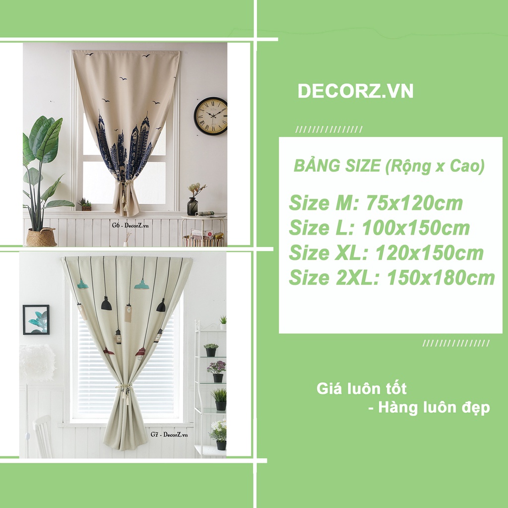 Màn cửa sổ ❤️Freeship❤️ Loại 1 Decor cao cấp Trang trí phòng ngủ phòng khách Rèm cửa dán tường | BigBuy360 - bigbuy360.vn