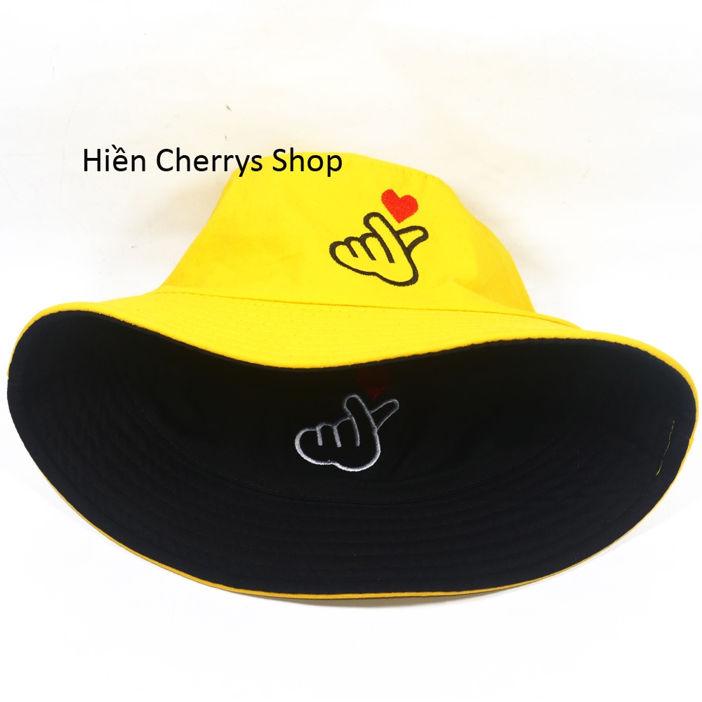 Nón bucket 2 mặt thêu hình bắn tim sành điệu thích hợp cho mọi người