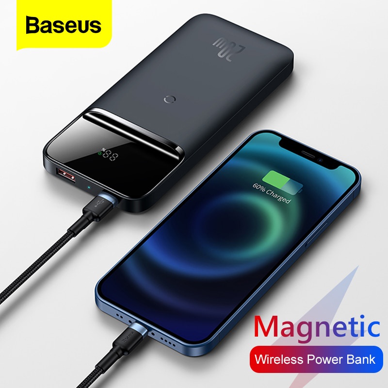 [Mã 44ELSALE2 giảm 7% đơn 300K] Pin Sạc Dự Phòng Không Dây Baseus Dung Lượng 10000mAh Sạc Nhanh 20W Cho Iphone 12