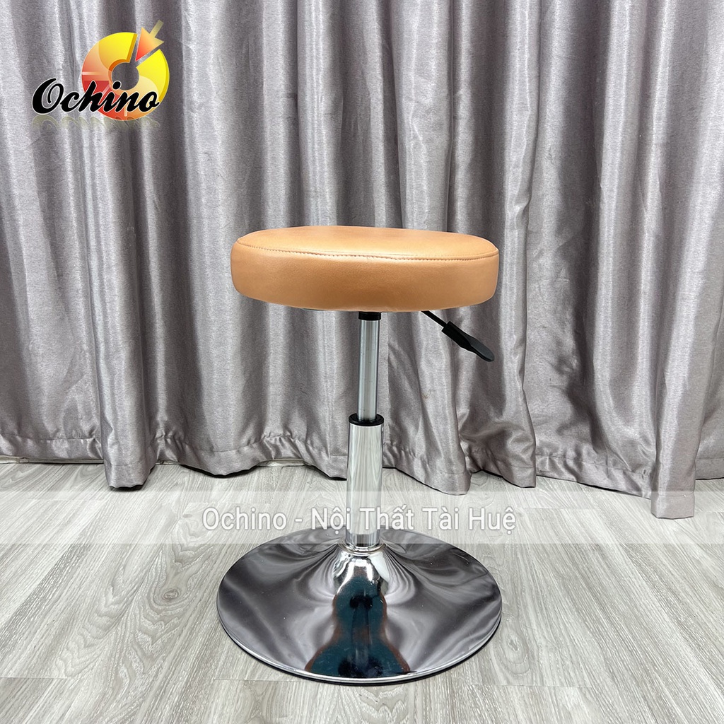 Ghế Trang Điểm, Ghế Chụp Hình Bọc Da Cao Cấp Mẫu Tròn Trơn Đơn Giản Chân Thấp 30-50Cm (Đủ Màu)