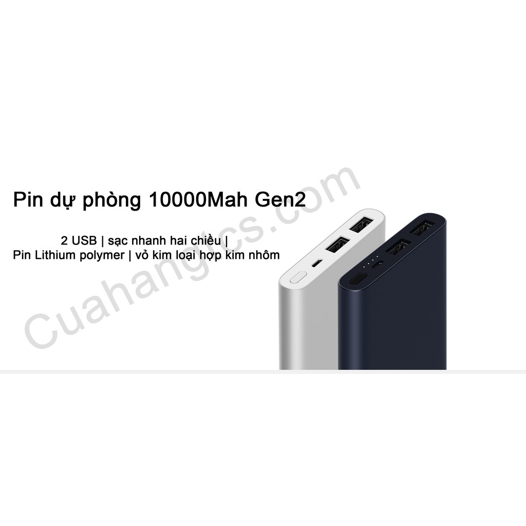 Pin sạc dự phòng Xiaomi 10000mAh gen 2 New (2018) | BH 3 tháng | BigBuy360 - bigbuy360.vn