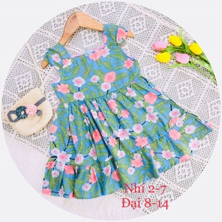 Váy đũi hoa bé gái váy bé gái 2 dây từ 7/8 đến 14 tuổi váy bé gái size đại