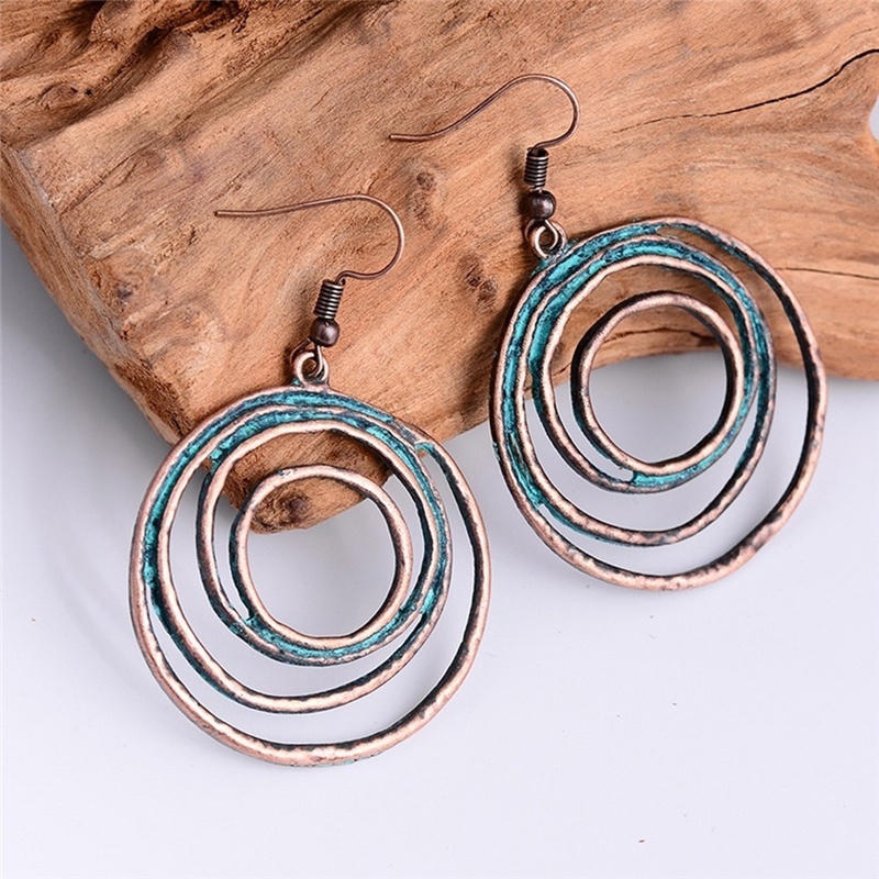 Fashion Vintage Round Earring Pendant Bohemian Punk Style Earrings Creative Girls Jewelry