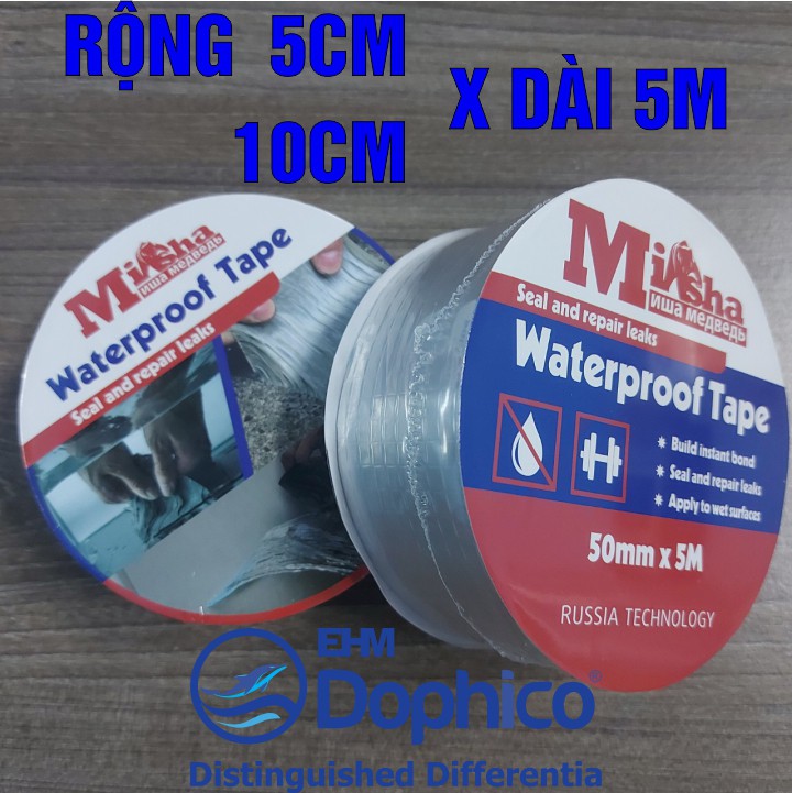 Băng dính chống thấm Misha 10cm/5cm x 5M – Băng kéo chống thấm dột – Bịt rò rỉ ống nước – Sản phẩm nội địa Nga