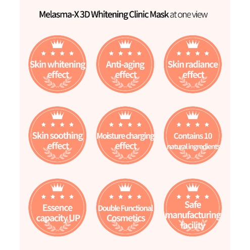 Mặt Nạ Dưỡng Trắng Chống Lão Hóa MELASMA-X 3D Whitening Clinic Mask 30ml x 10 miếng - Hàn Quốc BONGSHOPAUTHENTIC