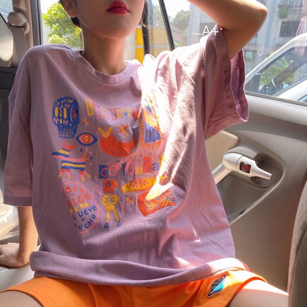 Áo thun nữ tay ngắn dáng rộng phong cách Hàn Quốc