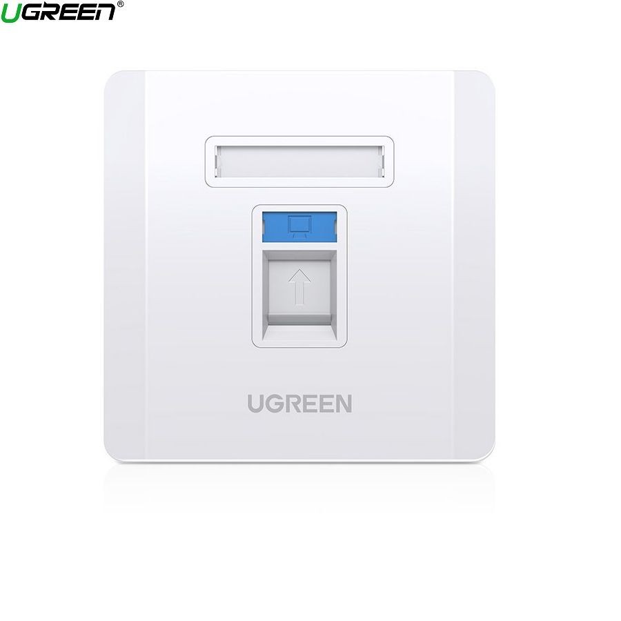 Ugreen 80180 mặt nạ mạng âm tường màu trắng LAN 1 cổng RJ45 hình vuông 86 mm x 86 mm NW144