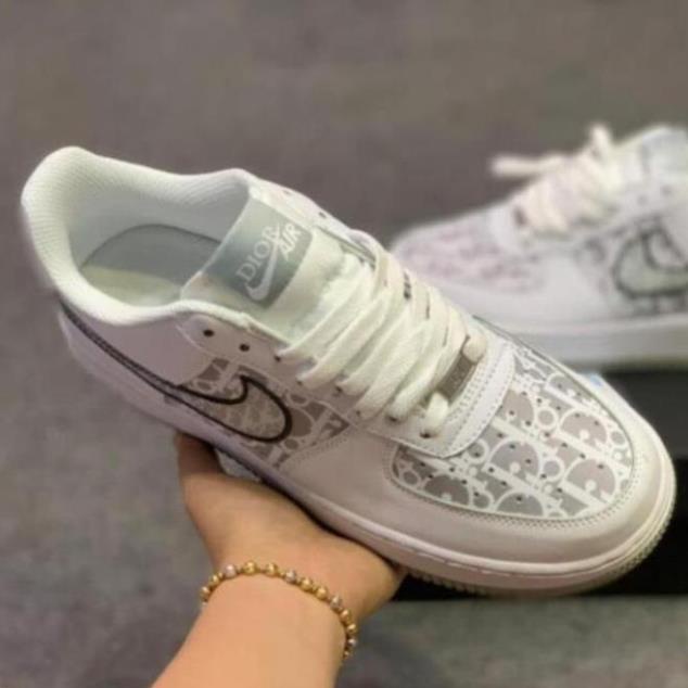 Giày thể thao AF1 trắng đế đen xám Hot trend, Giày sneaker FORCE 1 trắng dùng đi học,tập gym,chạy bộ