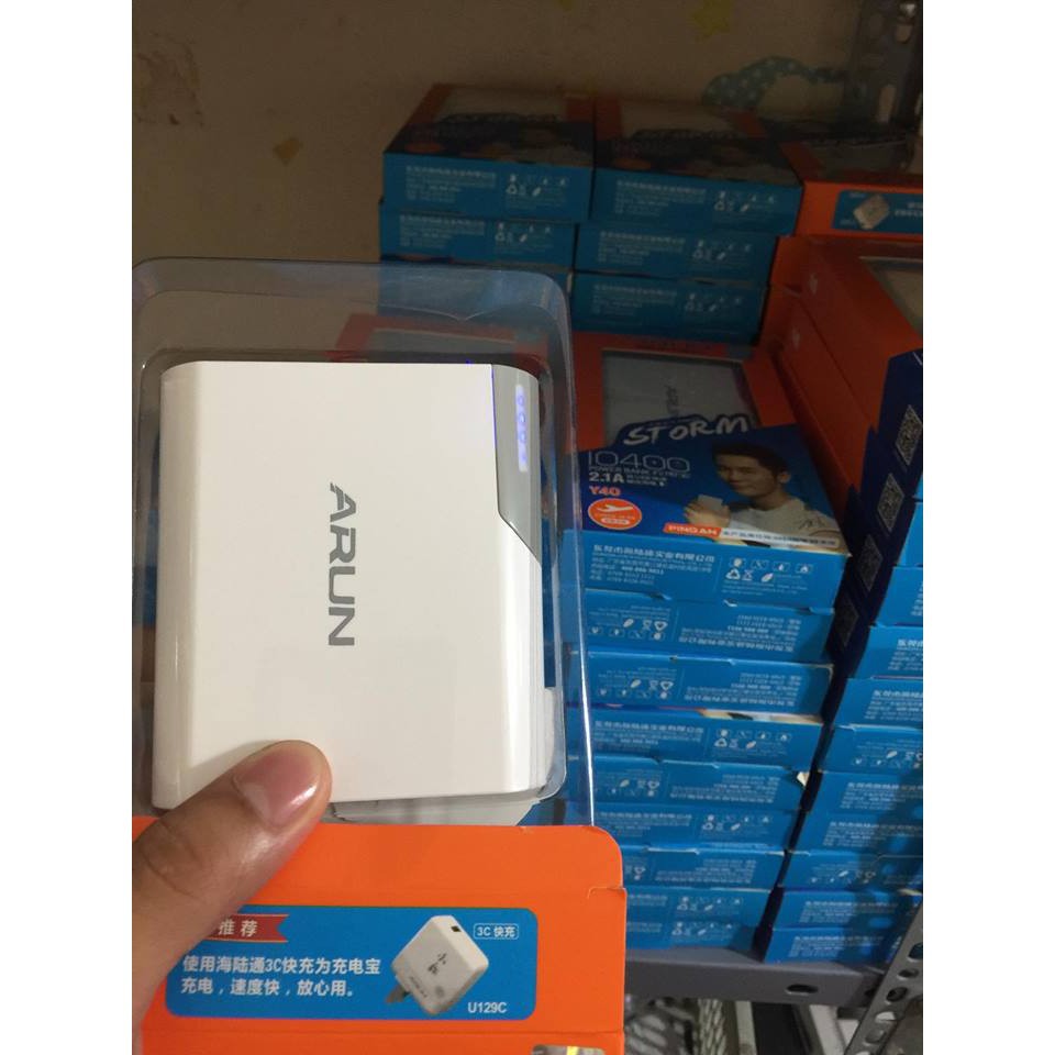 HÀNG CHÍNH HÃNG: PIN SẠC ARUN DUNG LƯỢNG 10400mAh có thể sạc đầy 3-5 lần chiếc điện thoại - đổi mới ngay khi có lỗi