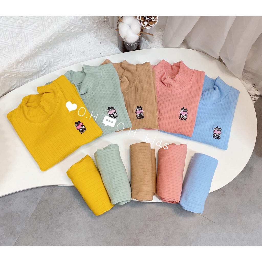 Bộ len gân Minky Mom cổ lọ 3 phân cho bé [Chất Cực Đẹp] bộ minky mom dài tay thun gân đũa cổ cao 3cm bé trai bé gái