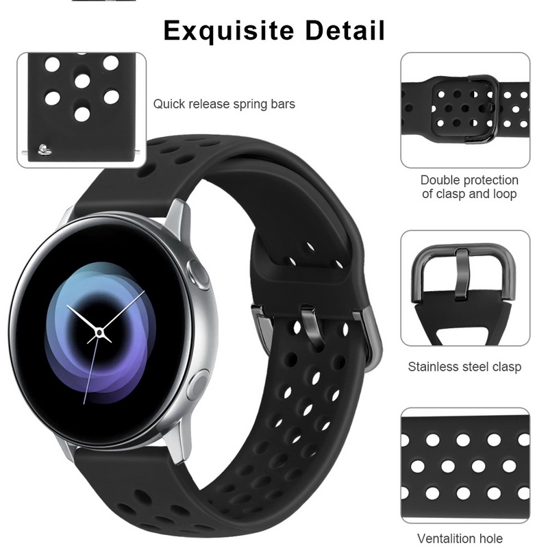 Dây Đeo Silicon Mềm 22mm 20mm Cho Đồng Hồ Thông Minh Samsung Galaxy Active 2 40 42 44 46 mm Gear S2 Classic S3 S4 Sport Frontier Live 2neo