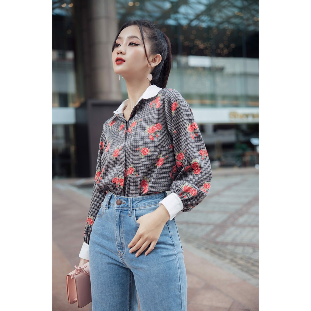 Áo Sơ Mi Lụa Tuyết Hoa Tiwon