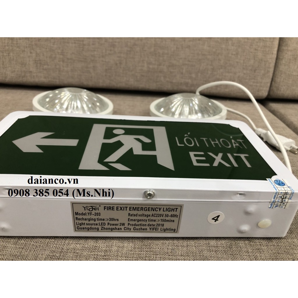 Đèn Chiếu Sáng Sự Cố Kết Hợp Biển Chỉ Dẫn Thoát Nạn Chỉ Trái YF-203 (E-SC-T)