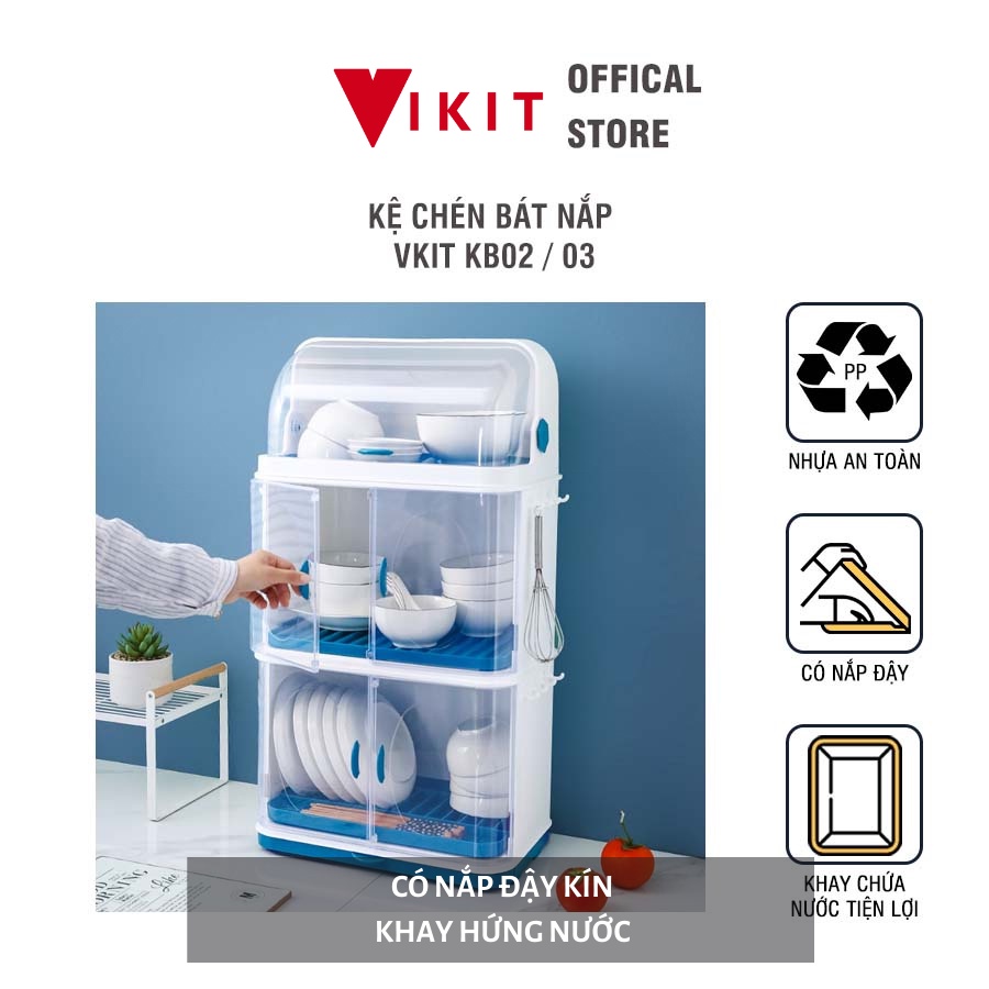 Kệ chén bát nắp đậy nhựa hai và ba tầng có nắp đậy KB03