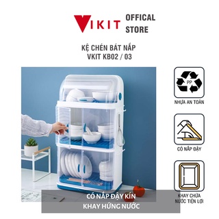 Kệ chén bát nắp đậy nhựa- Giá bát nhựa hai và ba tầng có nắp đậy VKIT