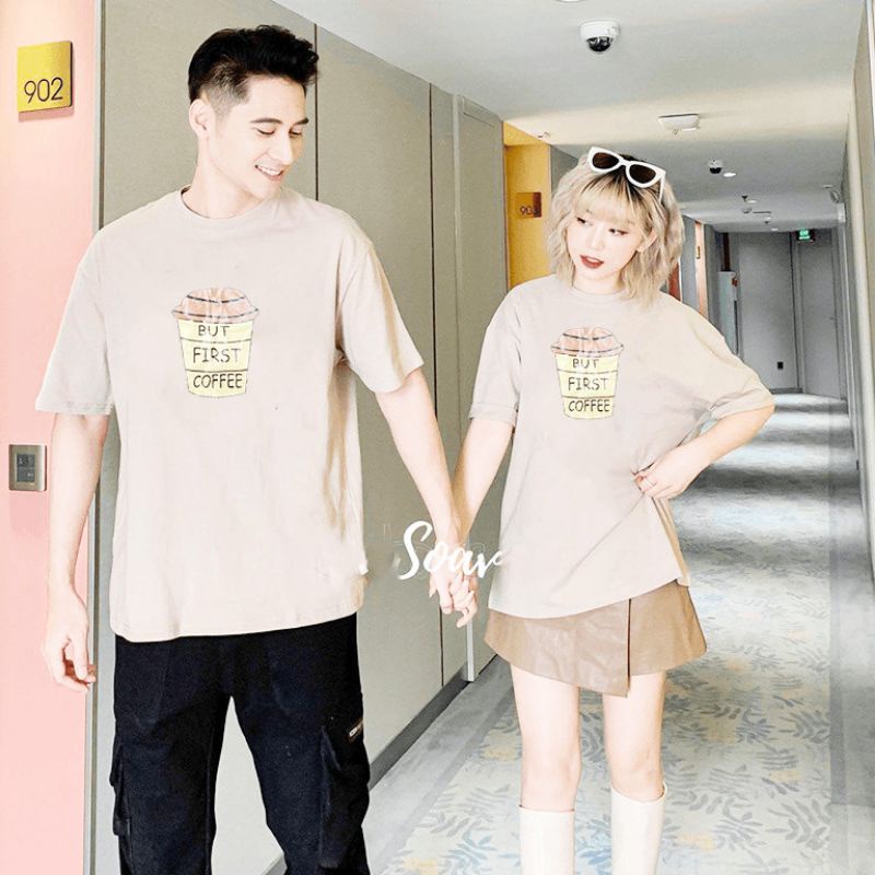 🍄Áo Thun Say Happy BUT FIRST COFFEE