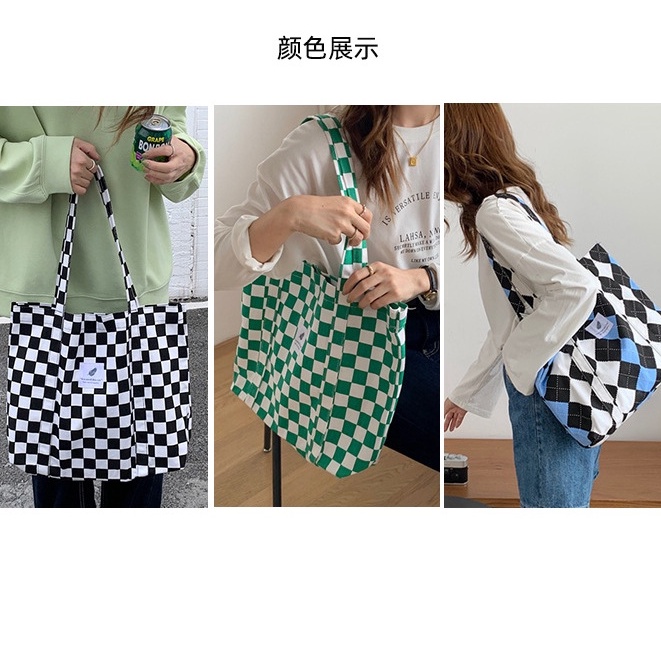 Túi Vải Sinh Viên Họa Tiết Caro Độc Đáo Xinh Xắn