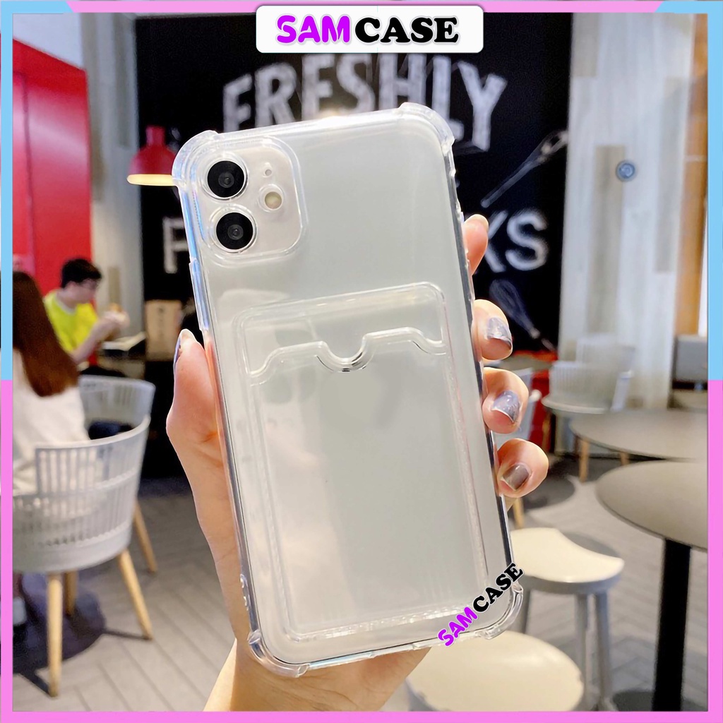 Ốp lưng ví iPhone chống sốc  Silicon trong suốt mềm dẻo có ngăn túi đựng cho iphone 6/6s/7/8/X/XS/11/12/13 Pro Plus Max