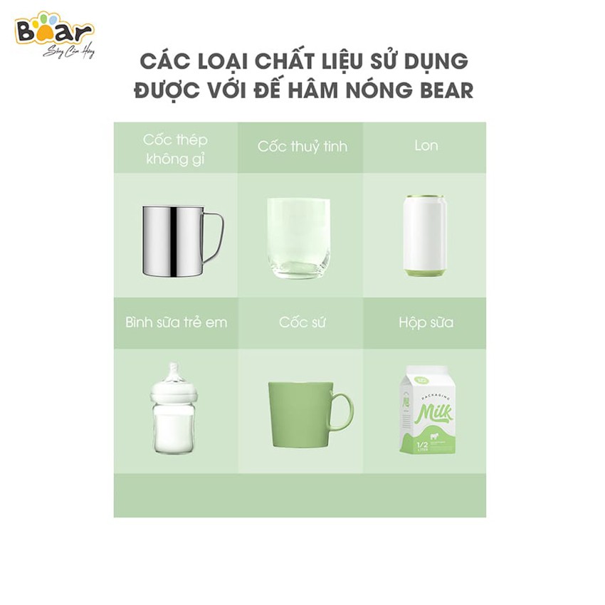 Cốc hâm nóng kèm đế Bear DRBD-A16B1 (Hàng nhập khẩu, bảo hành 18 tháng) – KitchenMart