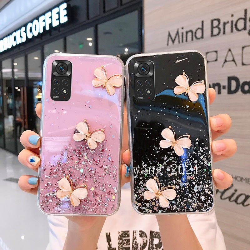 Ốp Điện Thoại Mềm Hình Bướm Kim Tuyến Nhiều Màu Sắc 2022 Cho Xiaomi Redmi Note 11 / Note 11S / Note 11 Pro 5G 4G